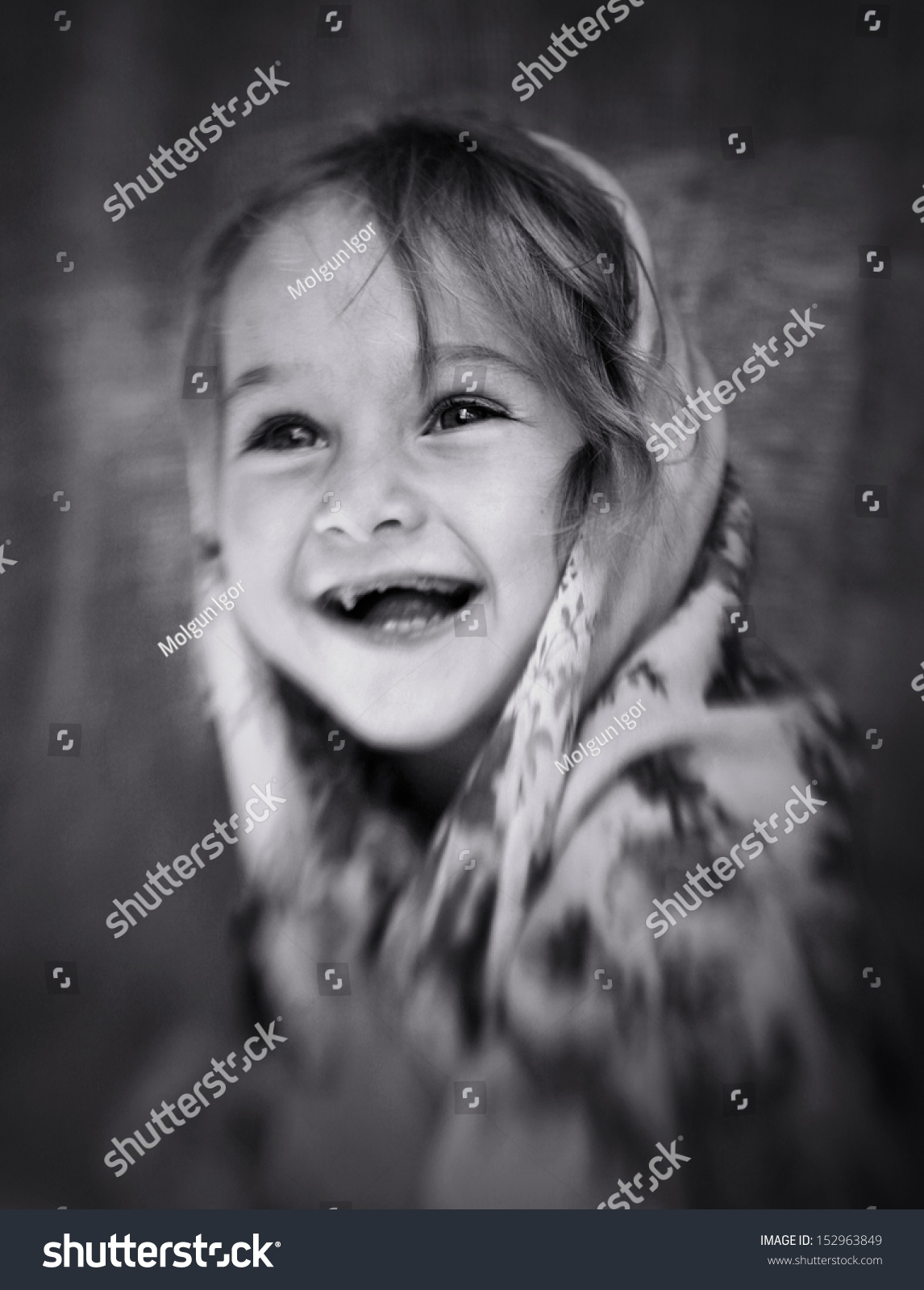 Black and white portrait of two year emotional cute girls