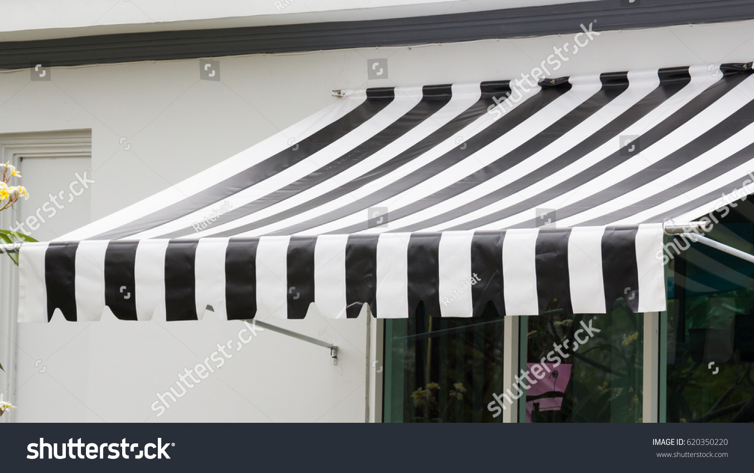 Black White Striped Awning Stock Photo Royalty Free 620350220