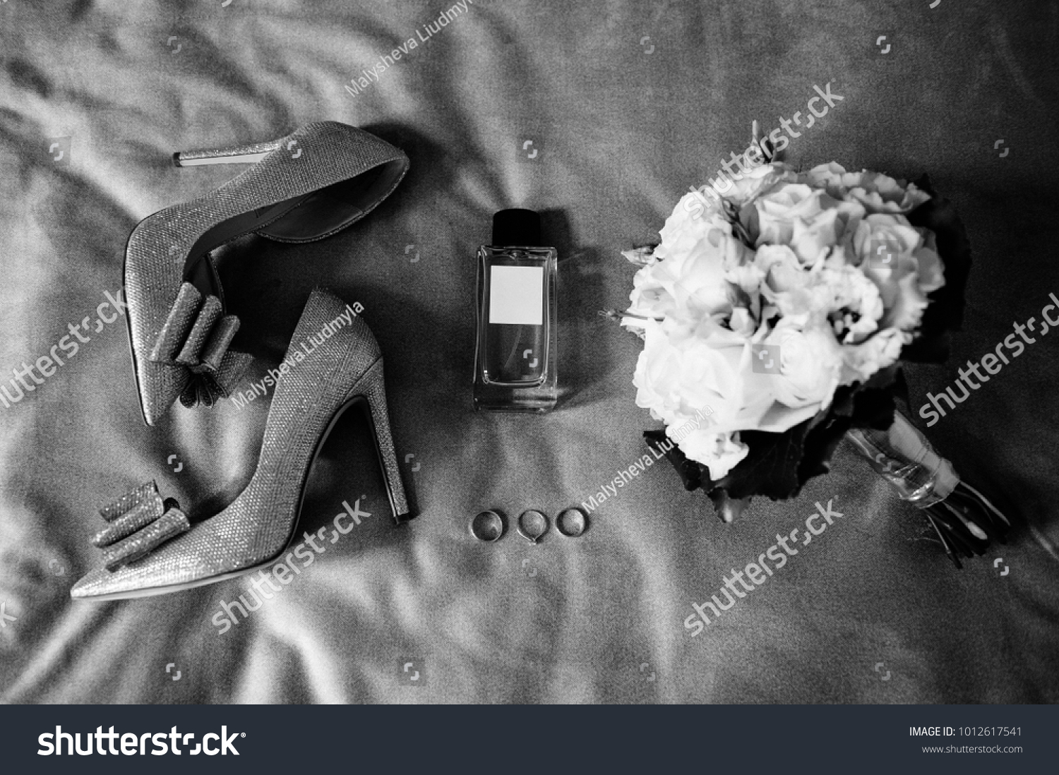 Black White Wedding Details Wedding Bouquet Stock Photo Edit Now 1012617541