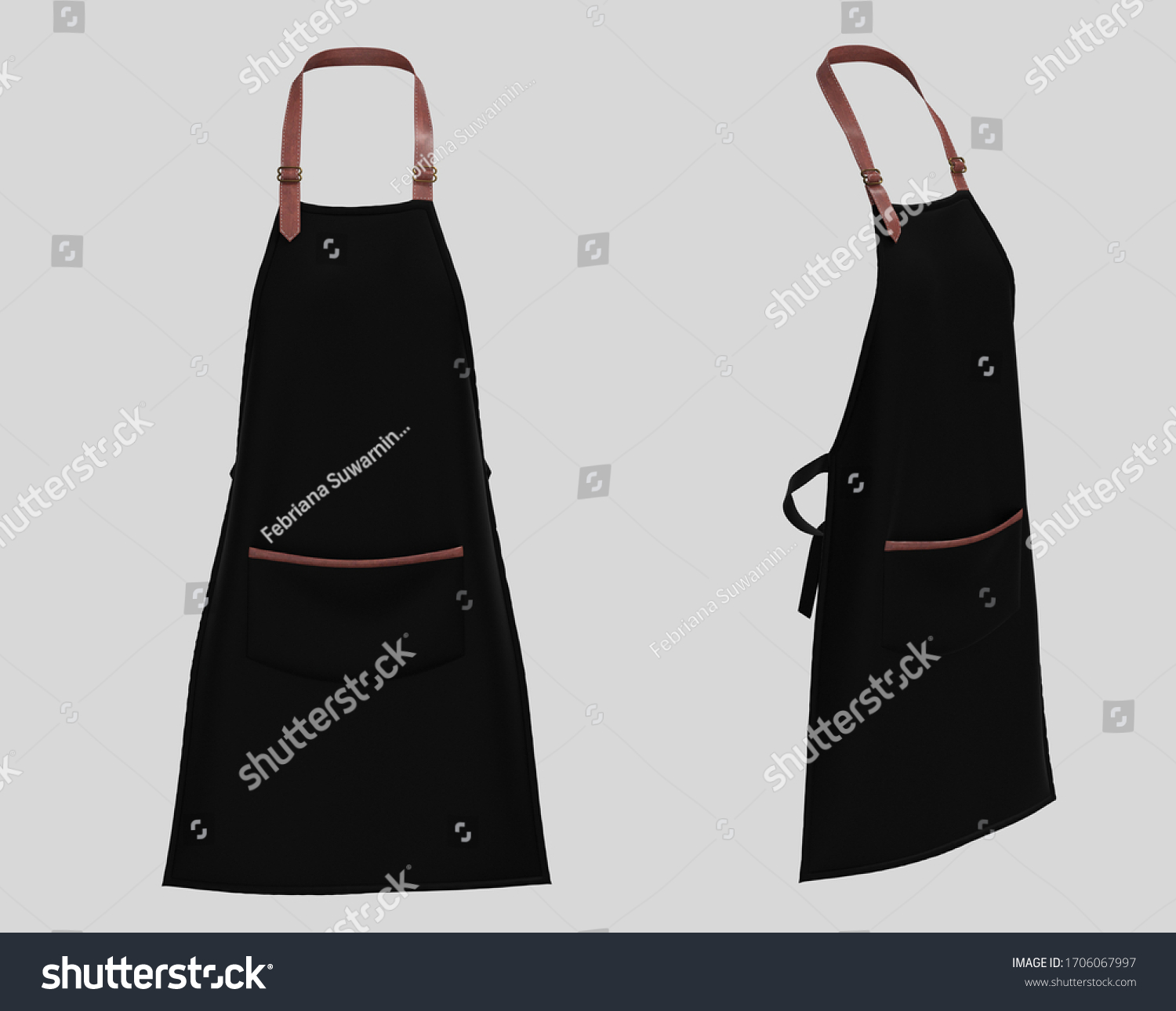 Download Black Apron Leather Strap Apron Mockup Stock Illustration 1706067997