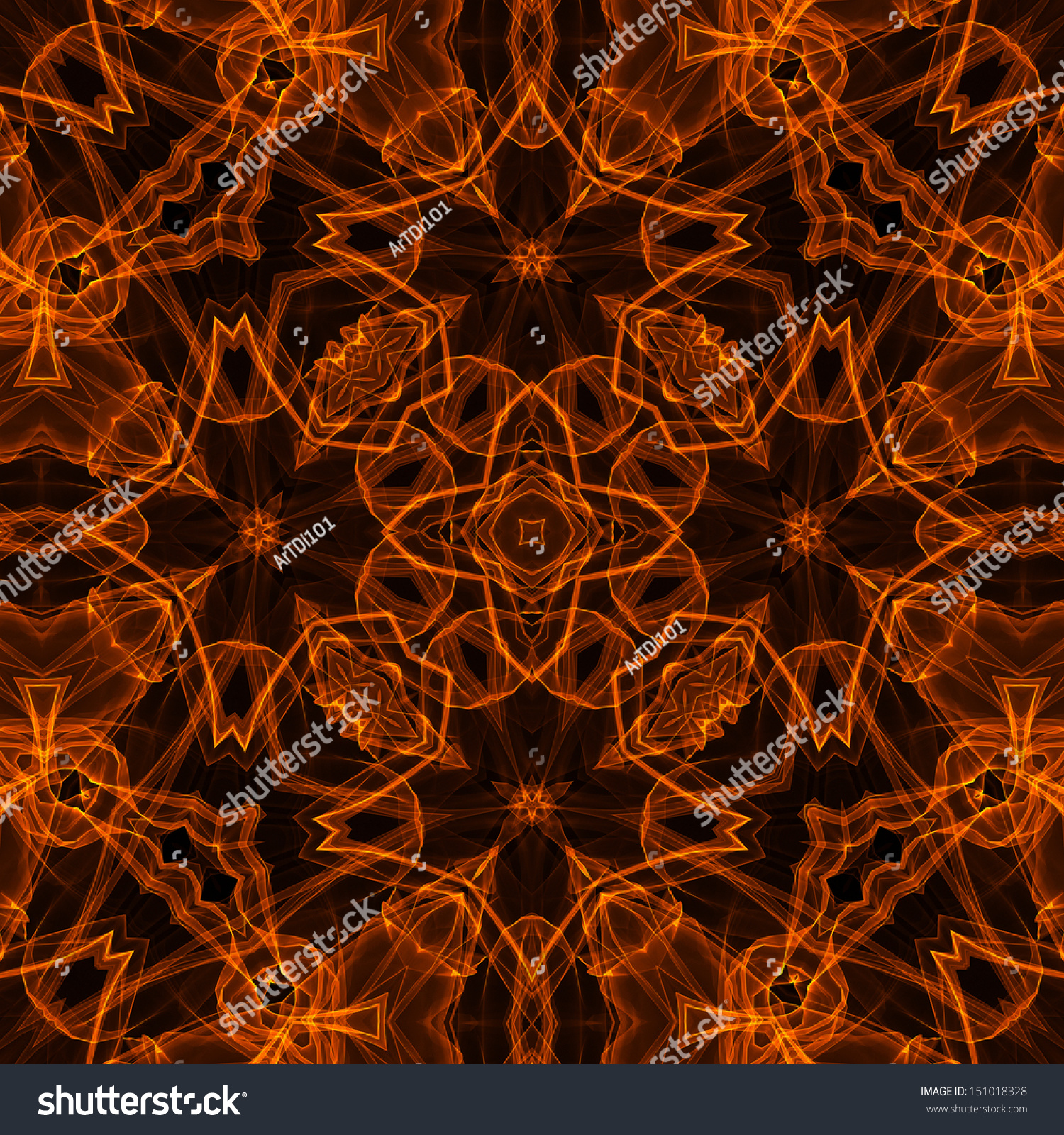 Black Background Bright Abstract Fire Pattern Stock Illustration ...