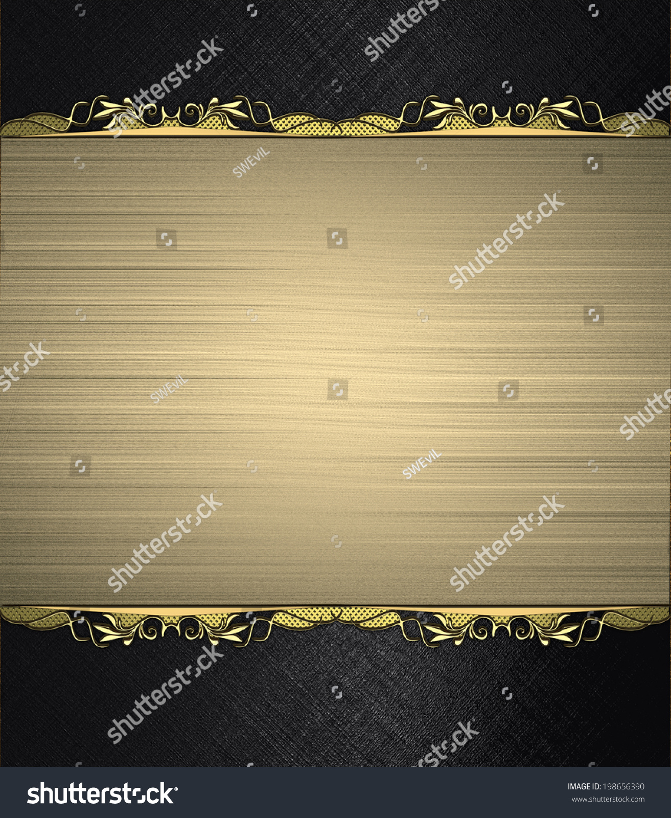 Black Background Gold Nameplate Gold Trim Stock Illustration