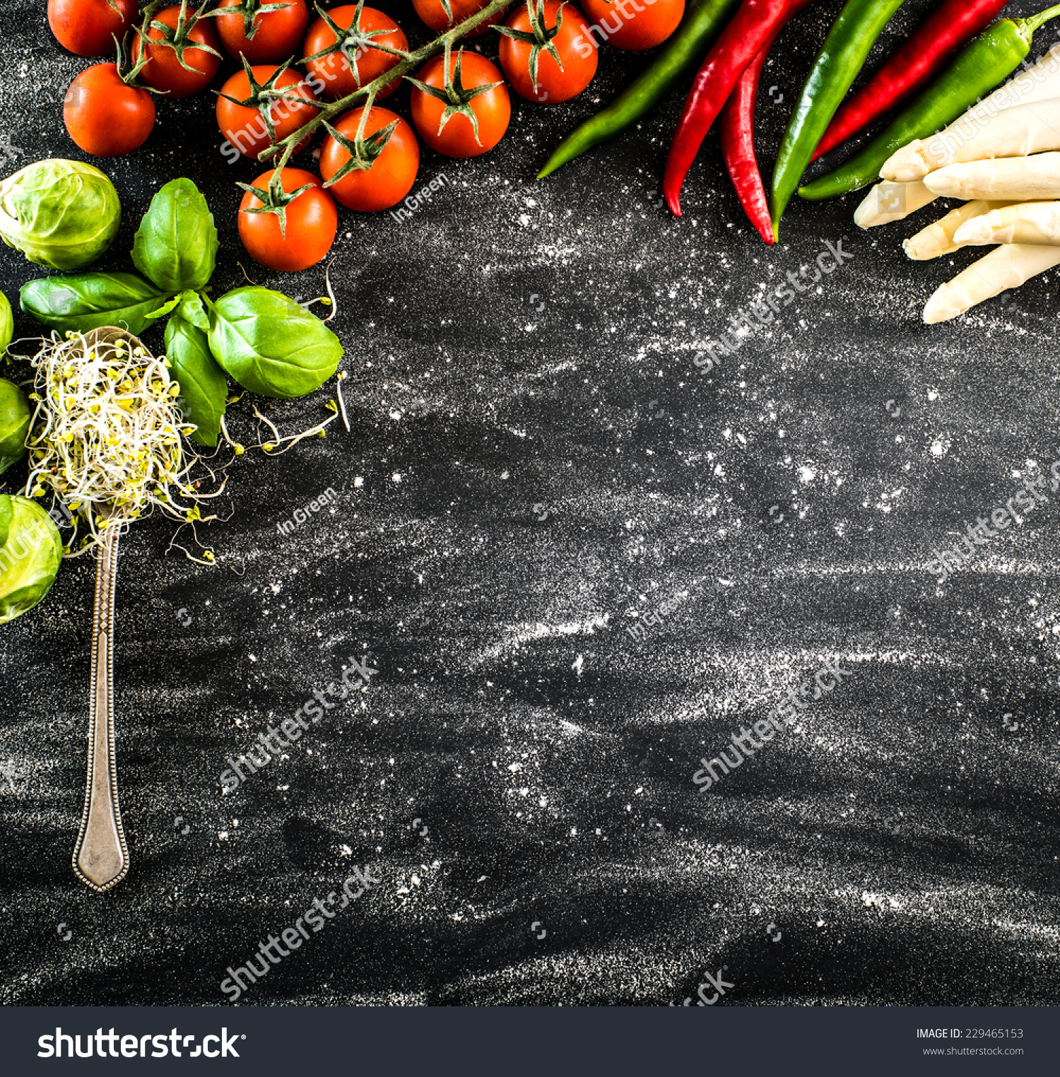 Black Backgroung With Vegetables, Herbs And Spices Stock Photo ...