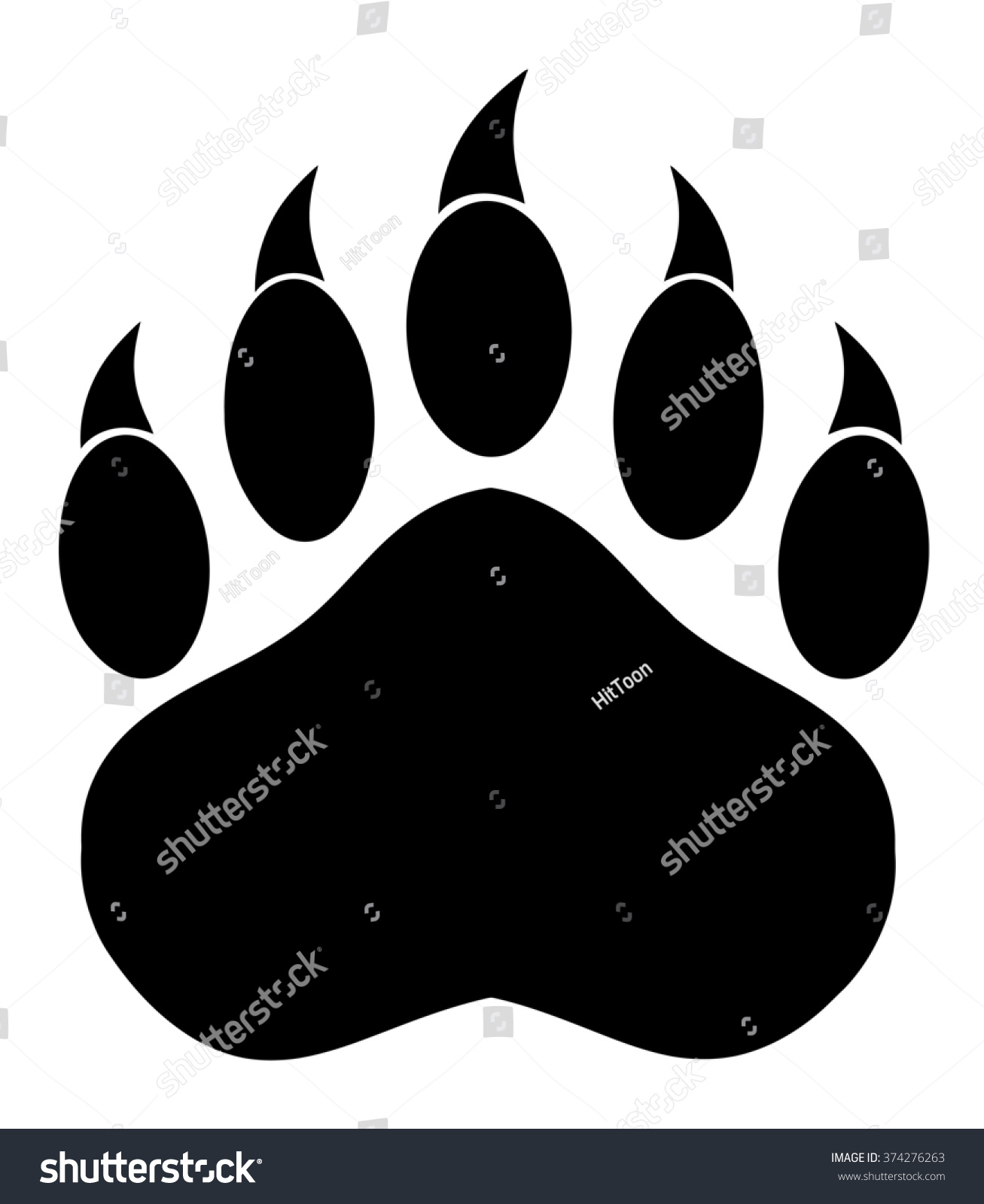 Black Bear Paw Claws Raster Illustration Stock Illustration 374276263 ...