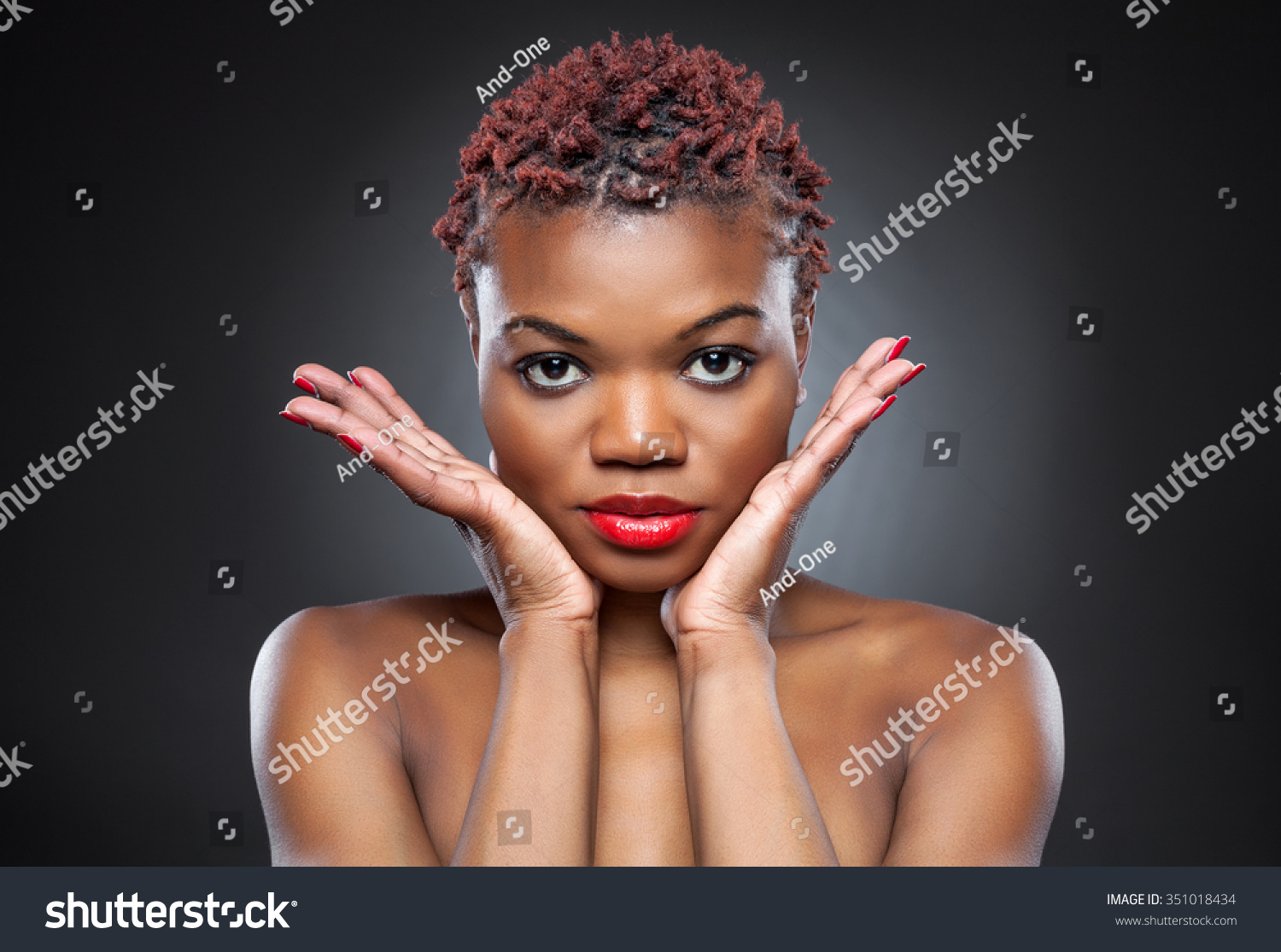 Black Beauty Short Spiky Red Hair Stock Photo Edit Now 351018434