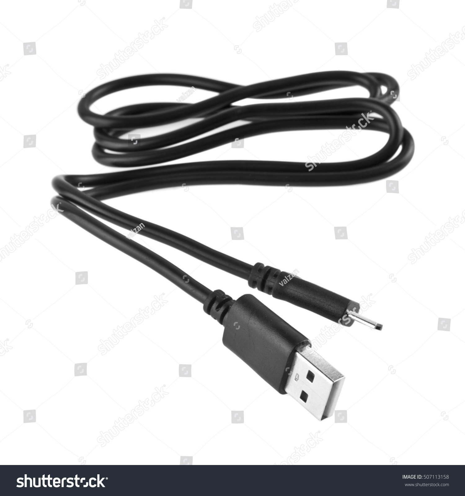 Black Cable Isolated On White Background Stock Photo 507113158