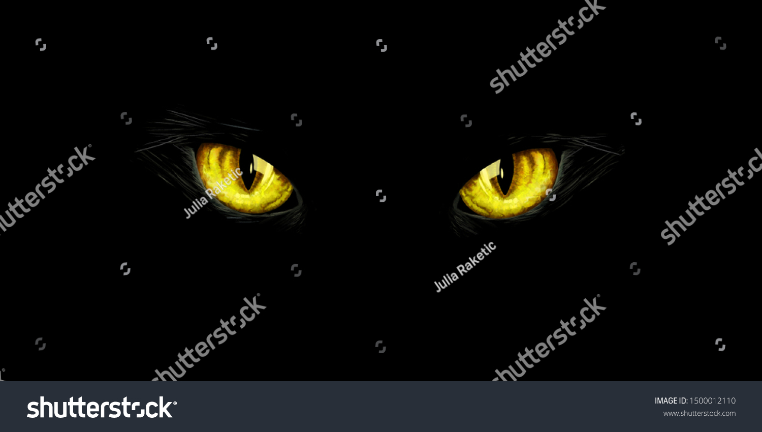 Black Cats Yellow Eyes On Black Stock Illustration 1500012110 