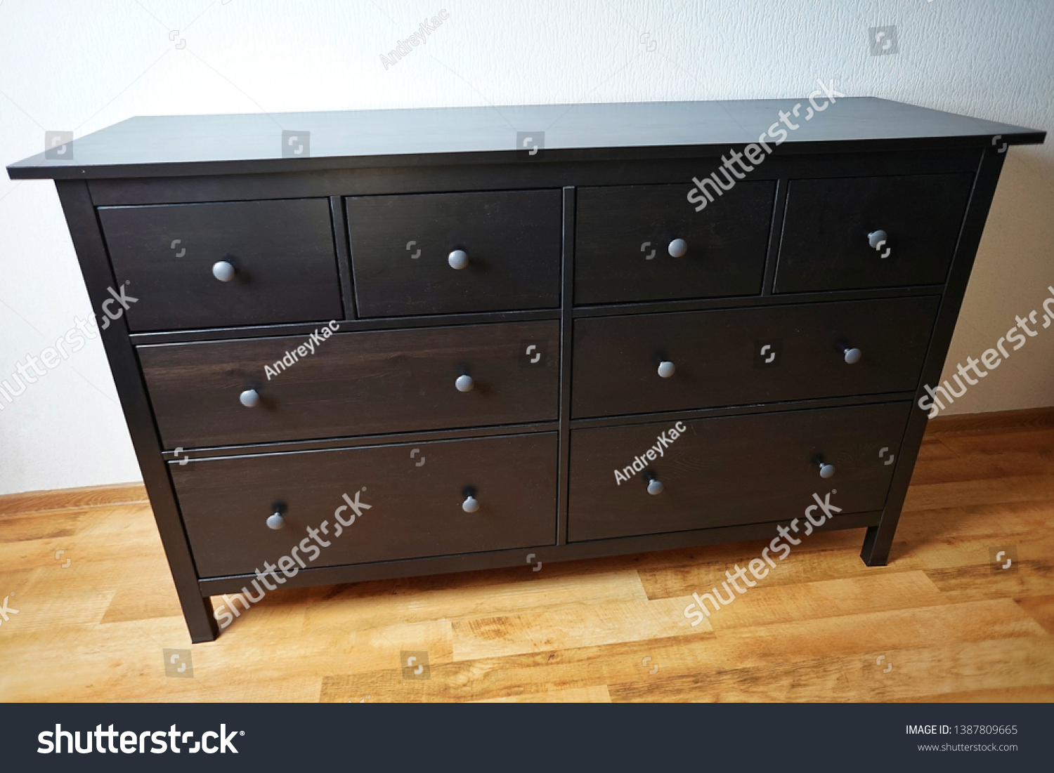 Black Chest Drawers Assembled Wooden Parts Stock Photo Edit Now