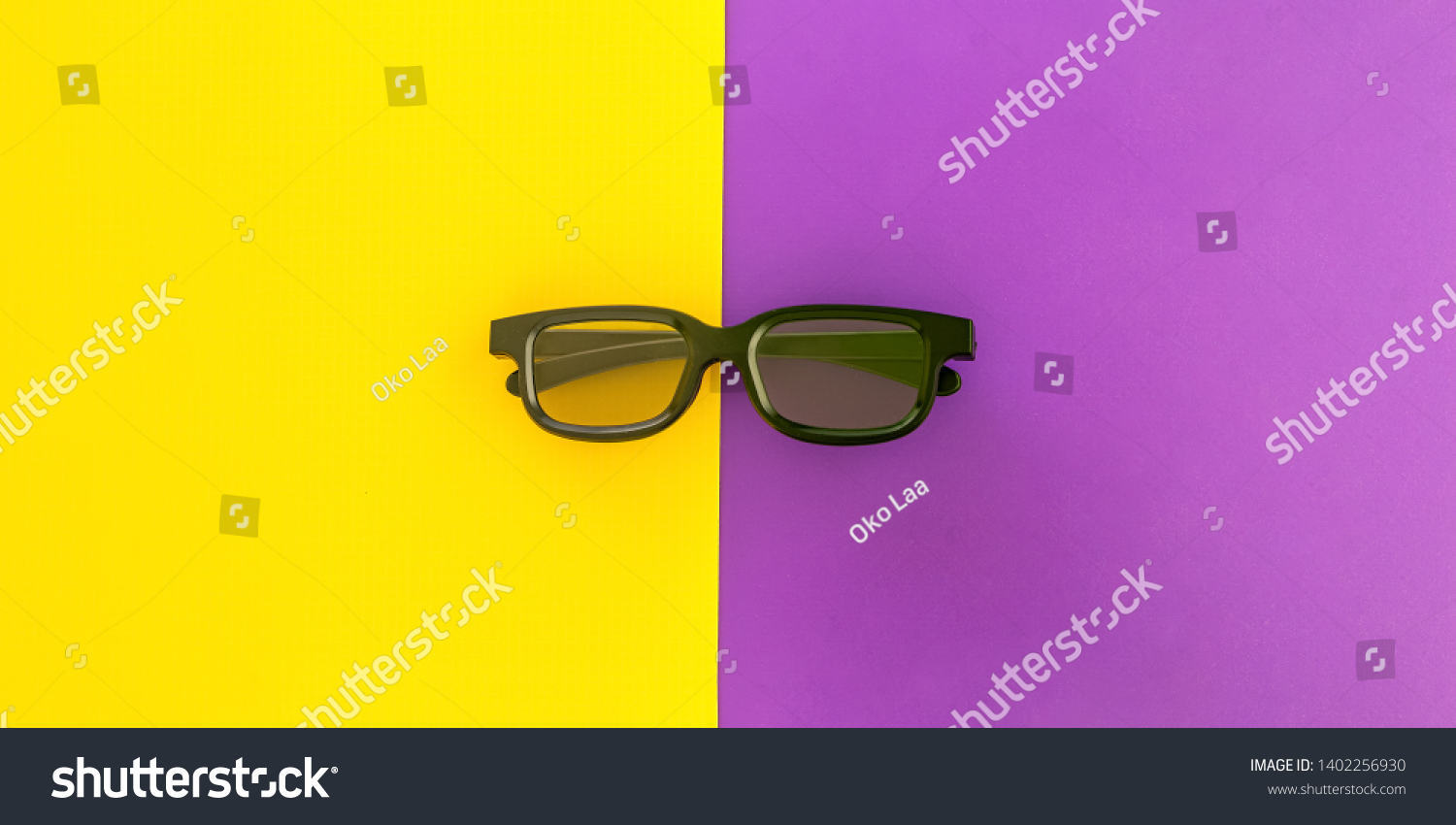 Black 3d Glasses On Fun Vivid Stock Photo Edit Now