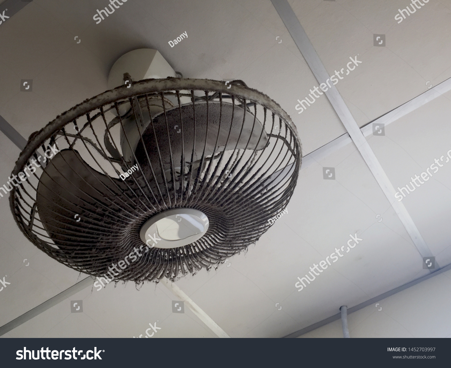 Black Dust Accumulates Ceiling Fan Long Stock Photo Edit