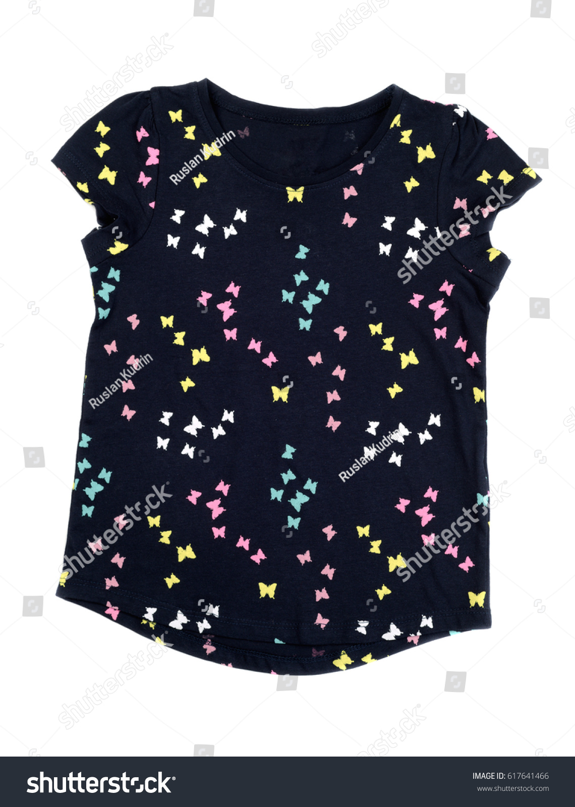 Black Female Blouse Butterfly Pattern Isolate Beauty Fashion