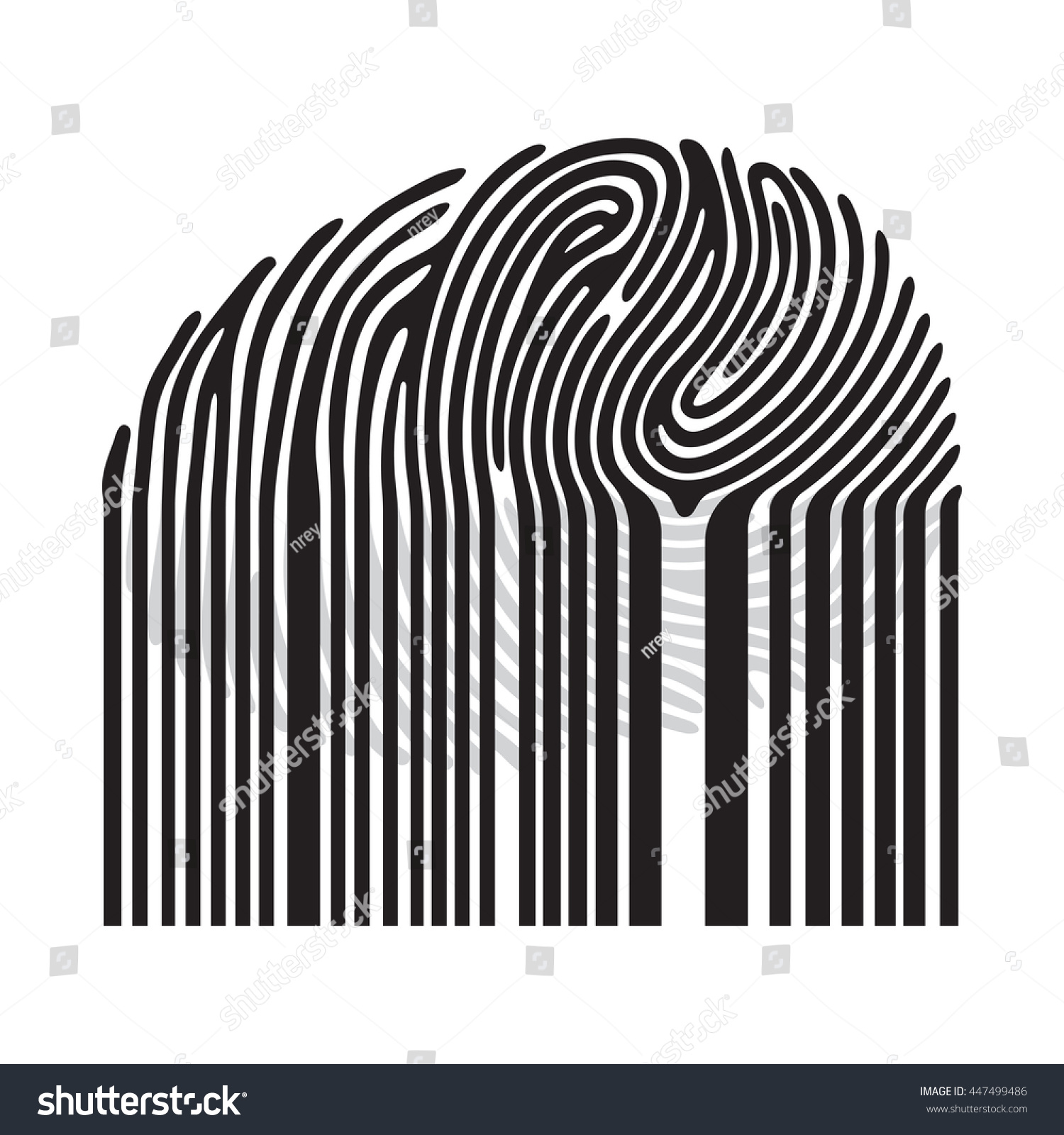 Black Fingerprint Bar Code Illustration Stock Illustration 447499486 ...