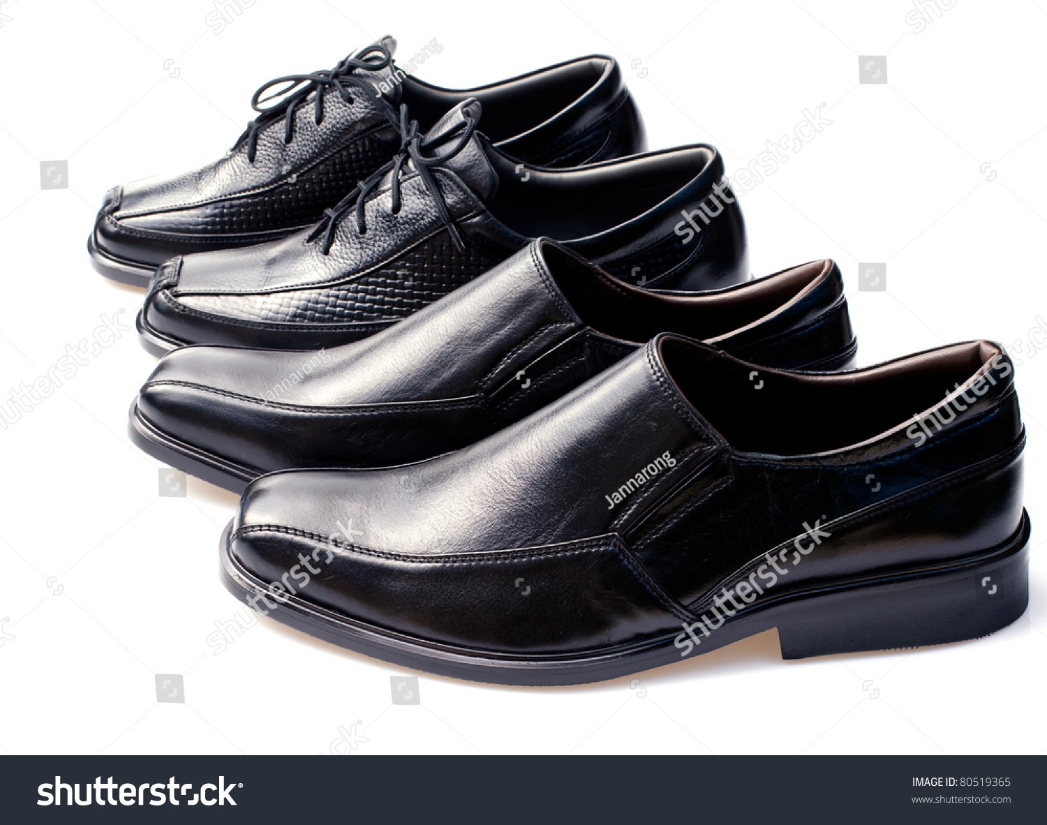 Black Genuine Leather Businessmen'S Shoes On White Stock Photo 80519365 ...