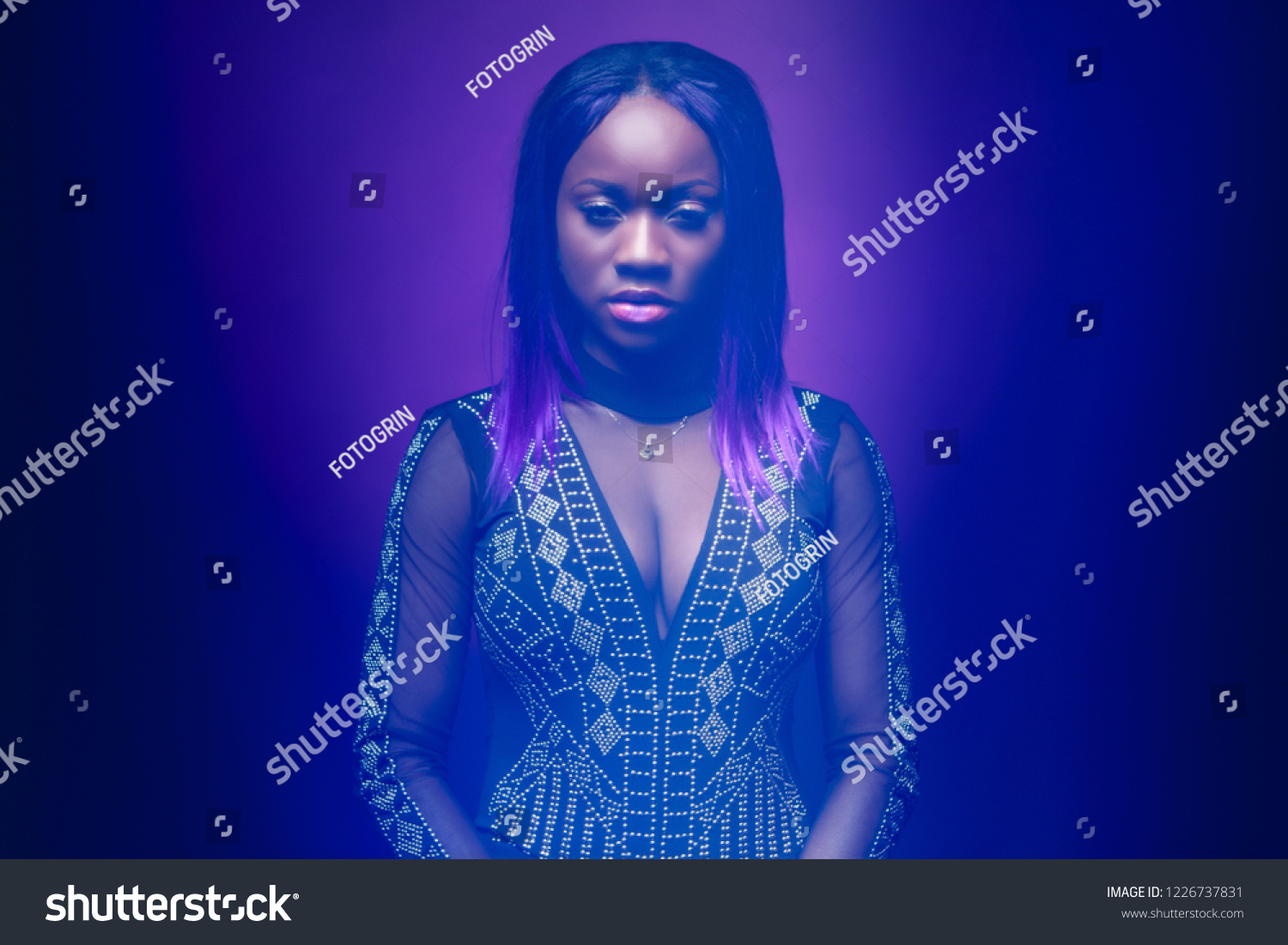 Black Girl Girl Neon Light Afro Stock Photo Edit Now 1226737831