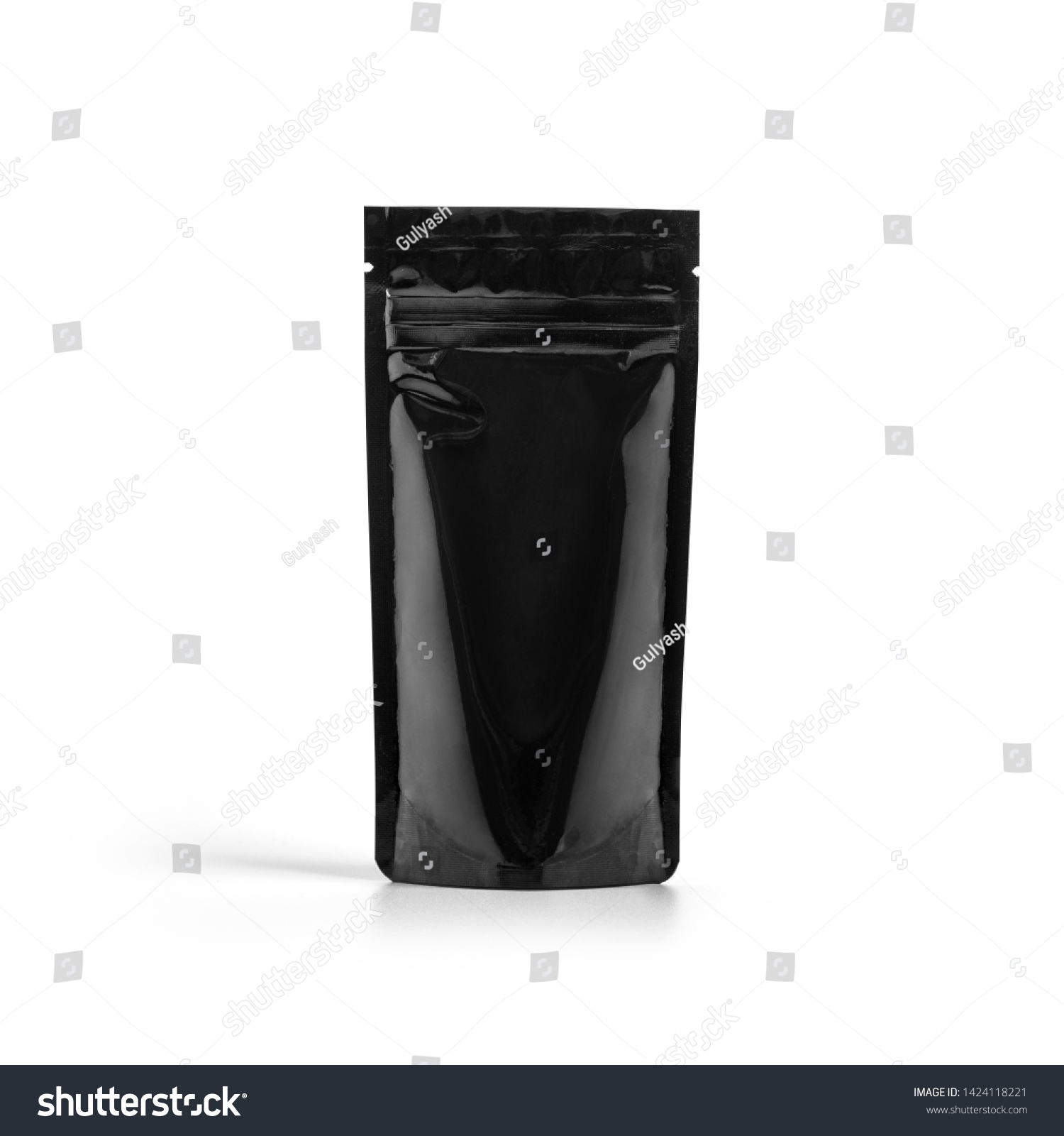 Download Black Glossy Plastic Vacuum Sealed Pouch Stock Photo Edit Now 1424118221