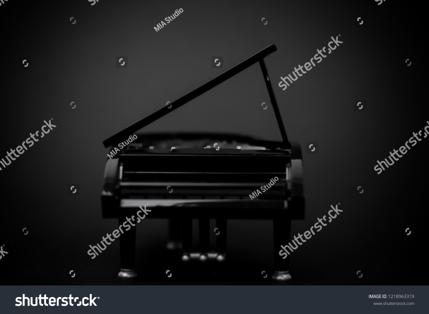 Black Grand Piano Dark Room Background Stock Photo (Edit Now) 1218963319