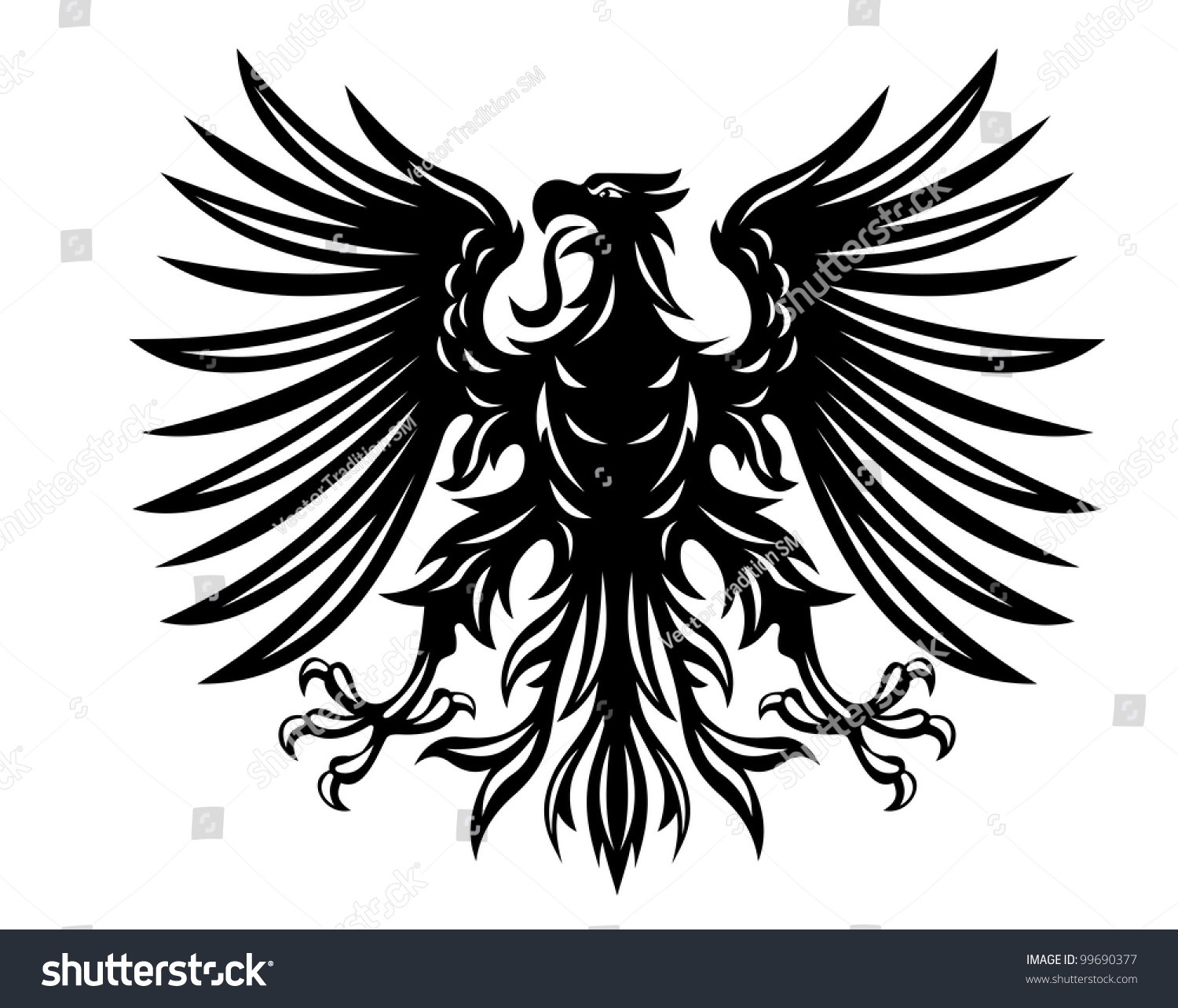 Black Heraldic Eagles For Heraldry Or Tattoo Design Isolated On White ...