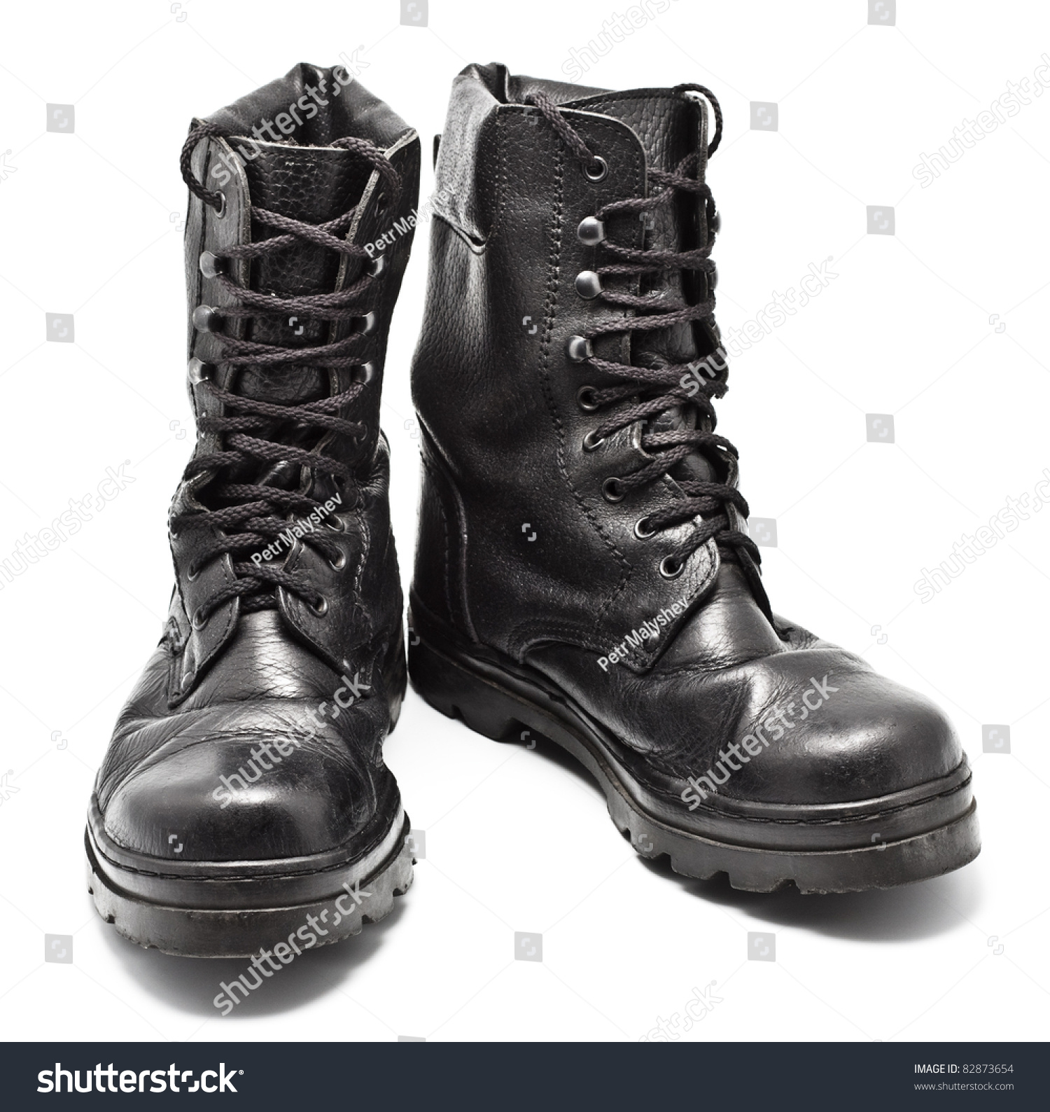 Black Leather Army Boots Stock Photo 82873654 : Shutterstock