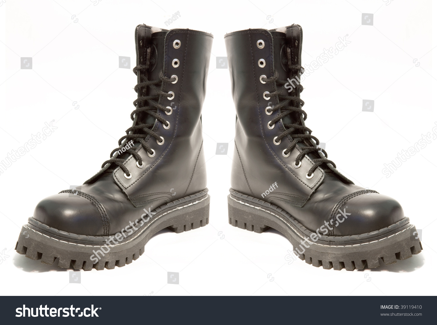 Black Leather High Top Boots Stock Photo 39119410 : Shutterstock