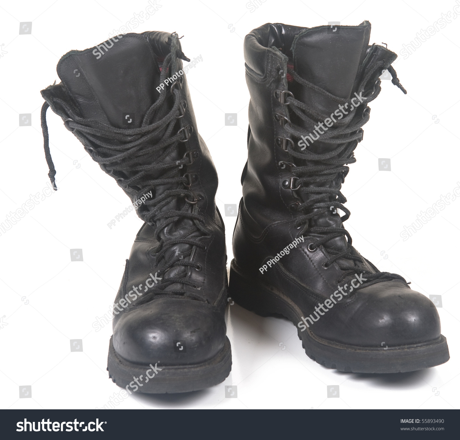 Black Leather Military Boots Stock Photo 55893490 : Shutterstock