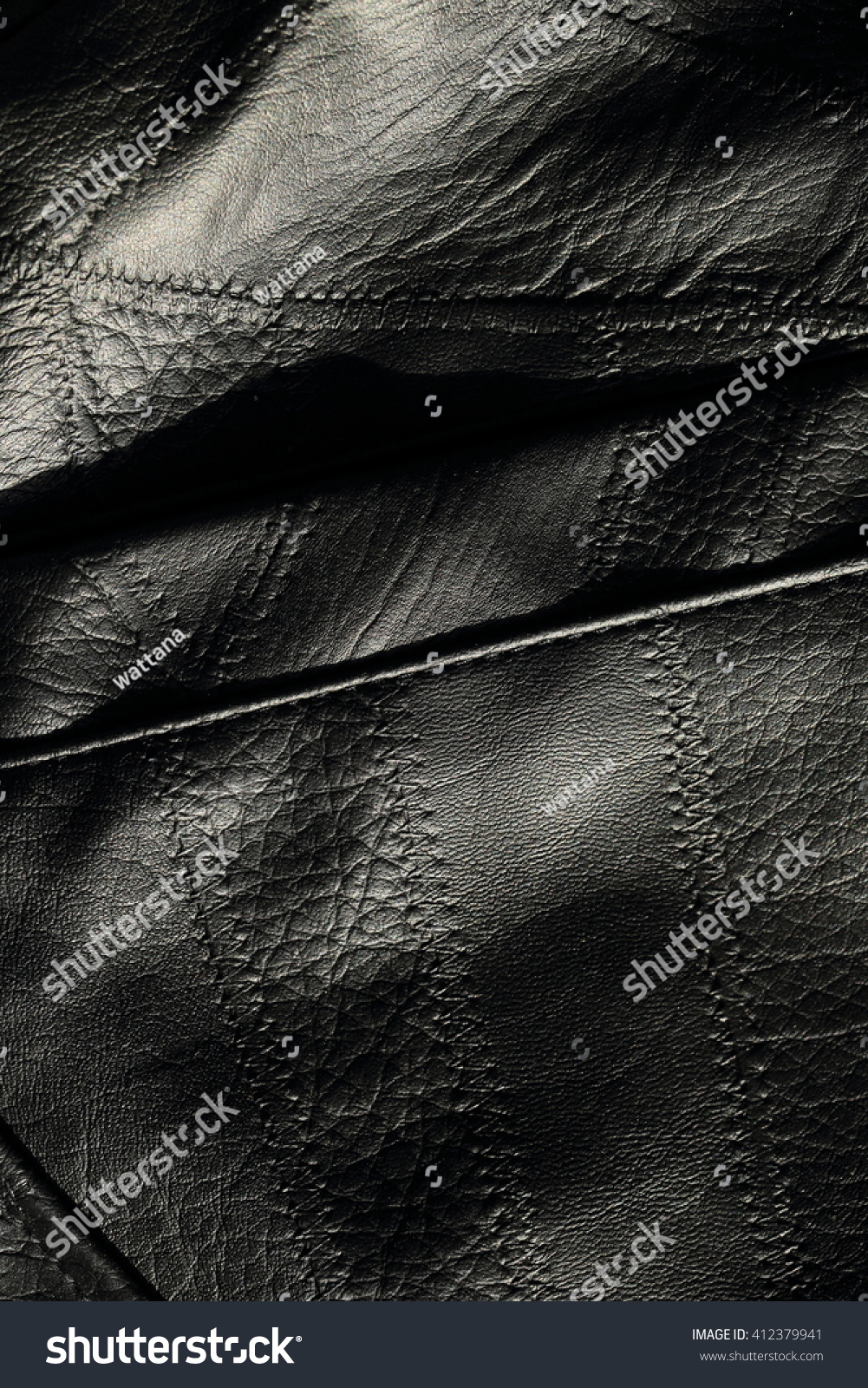 Black Leather Sewing Texture Background Stock Photo (Edit Now) 412379941