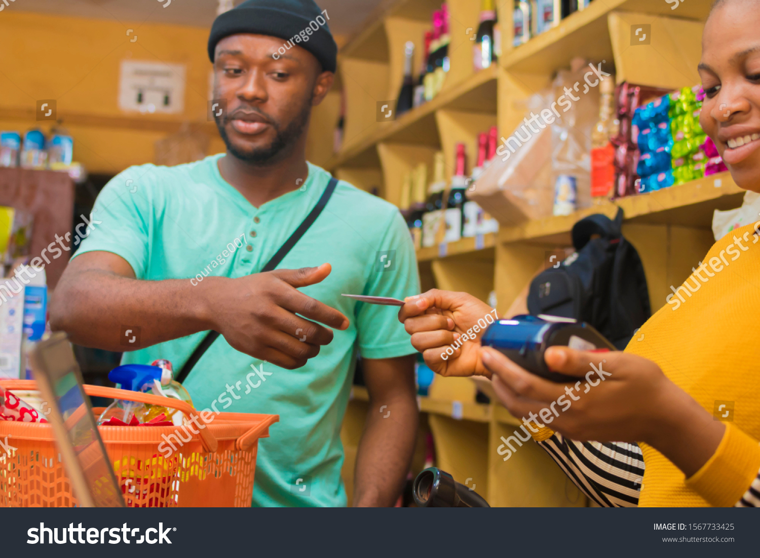 Black Man Making Card Payment Goods Stock Photo 1567733425 | Shutterstock