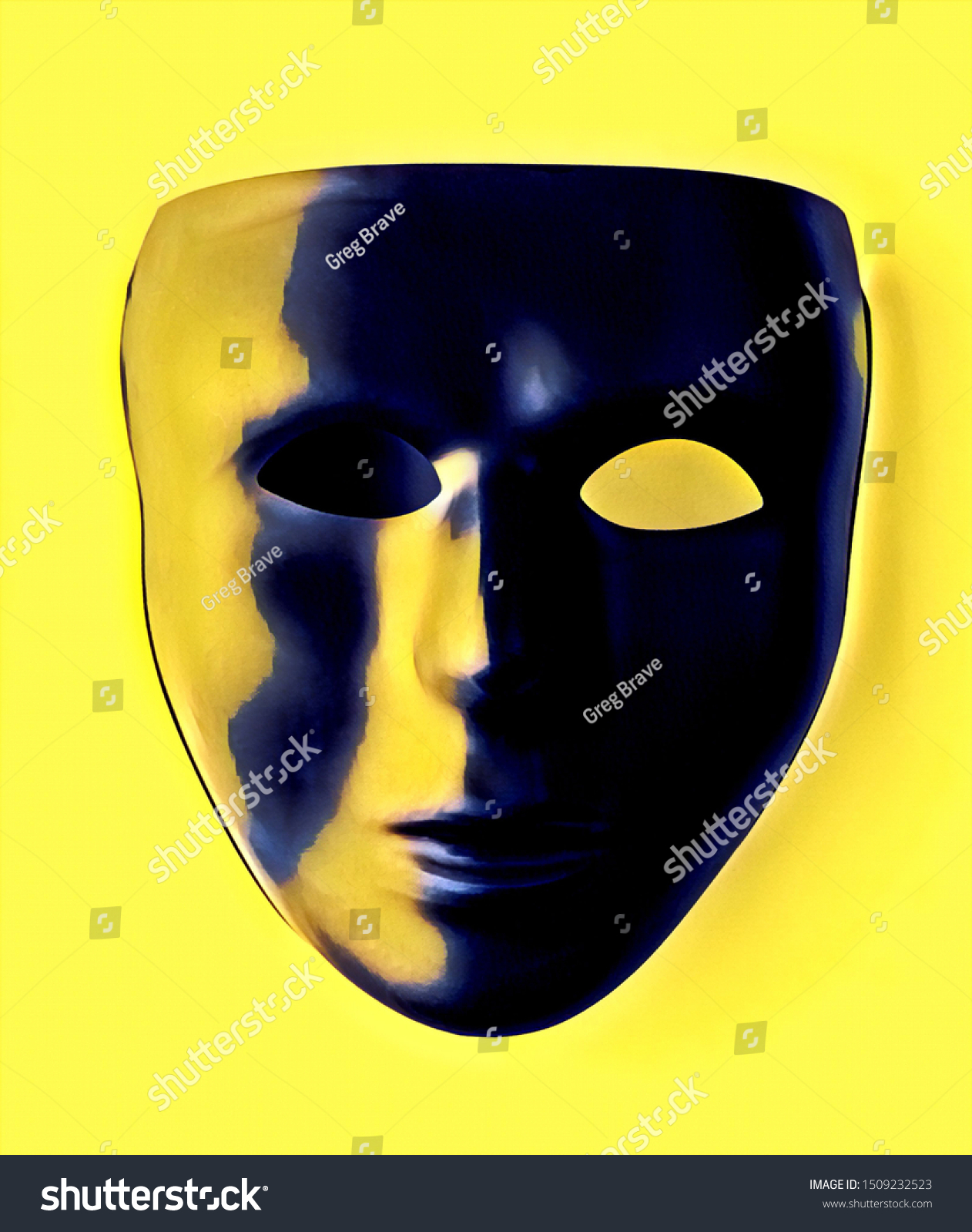 Download Black Mask Yellow Highlights Digital Artwork Stock Illustration 1509232523 PSD Mockup Templates