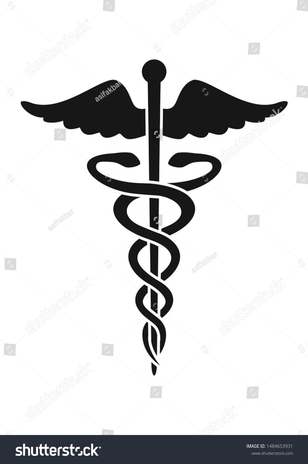 Black Medical Snake Wing Symbol Icon Stock Illustration 1484653931