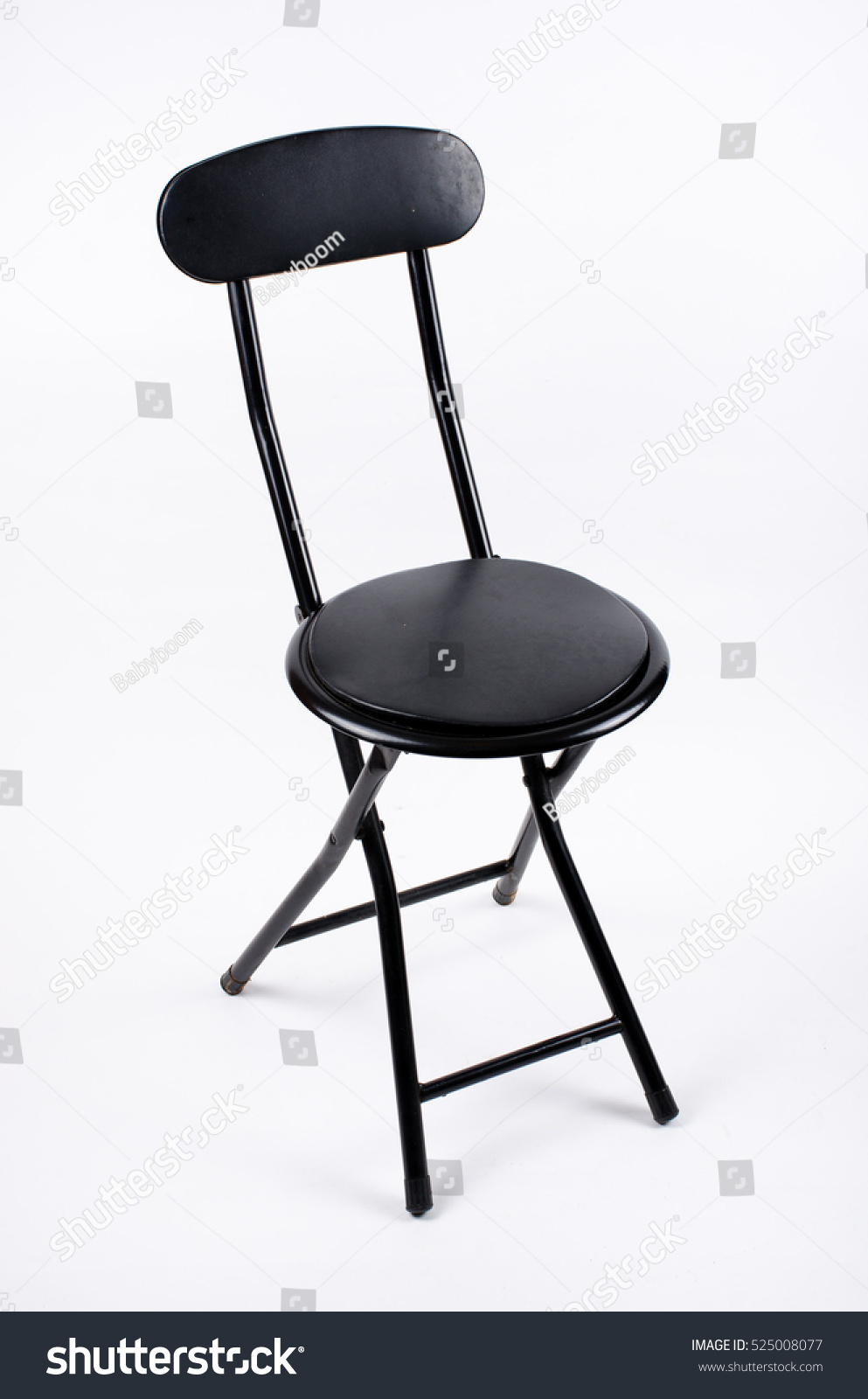 black metal comfortable folding chair nobody stock photo