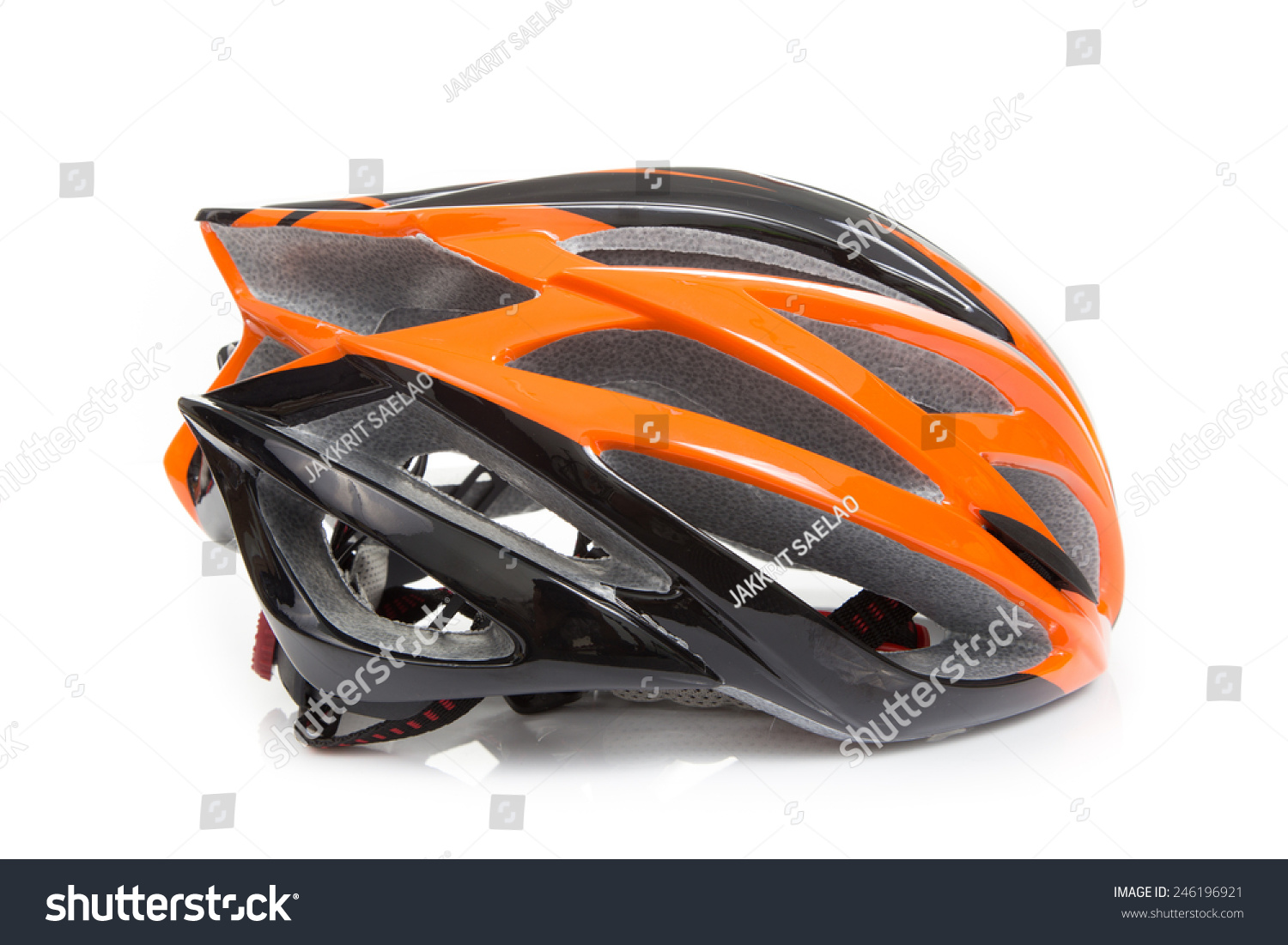 black and orange bike helmet