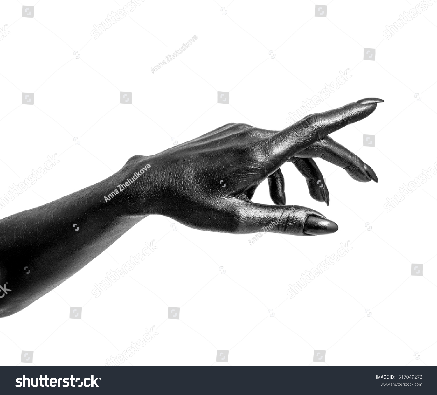 Black Painted Hands Long Nails Isolated Stock Photo Edit Now 1517049272