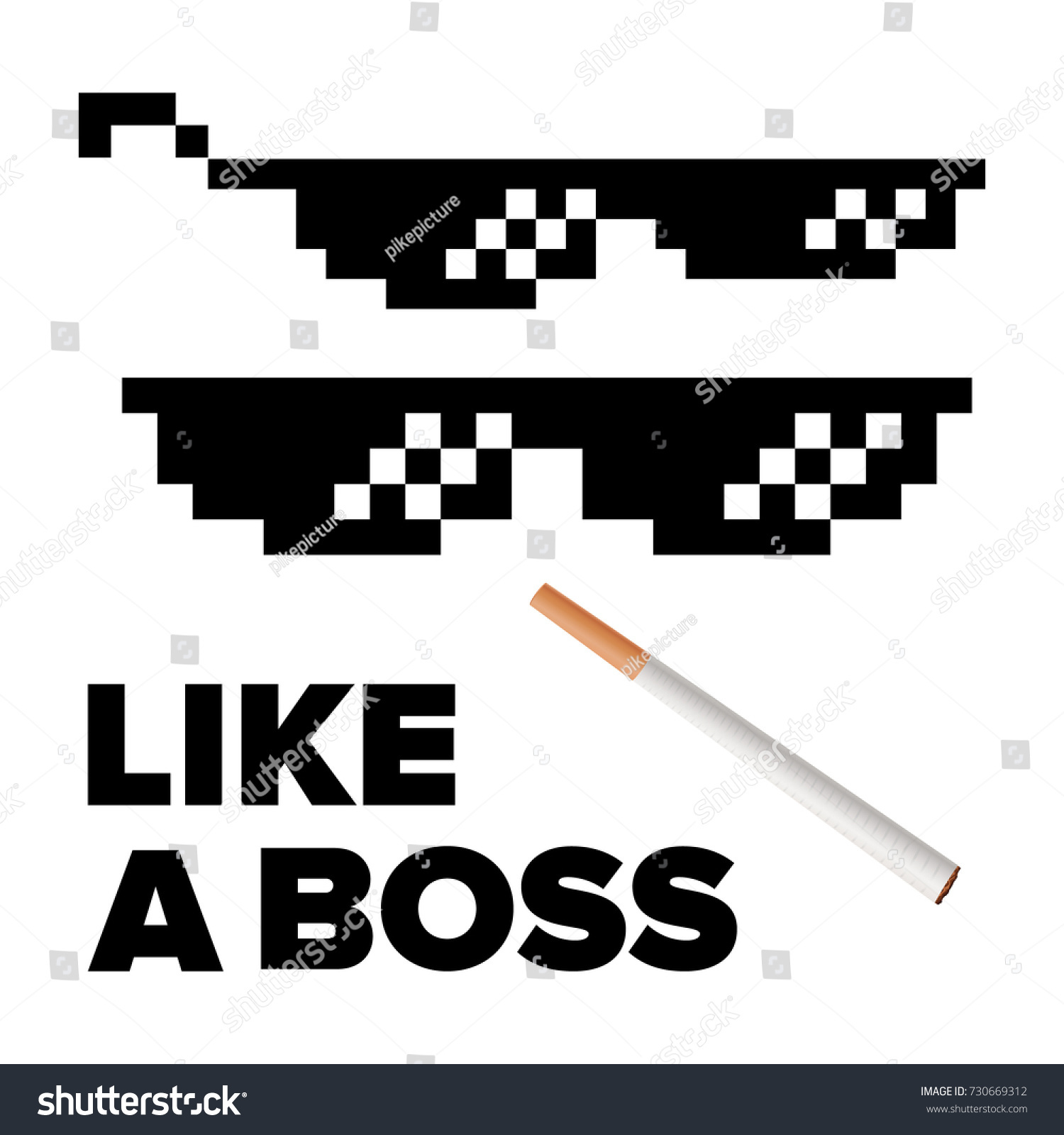 Black Pixel Glasses Thug Lifestyle Meme Stock Illustration 730669312