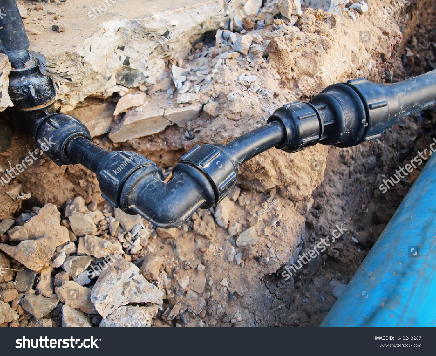 Black Plastic Plumbing Pipe Fitting Compression Stock Photo Edit Now 1643243287