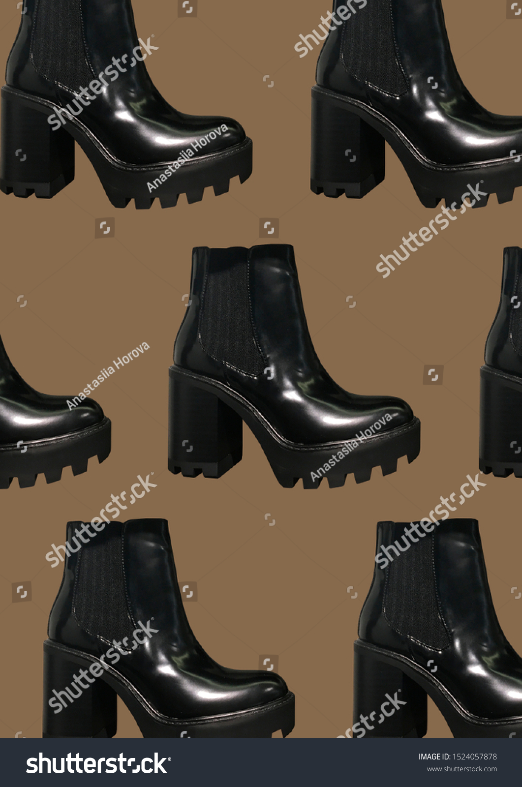 black platform high heel boots