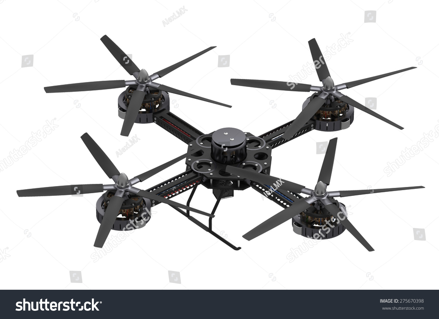 Black Quadcopter Drone With Camera Isolated On White Background Stock ...