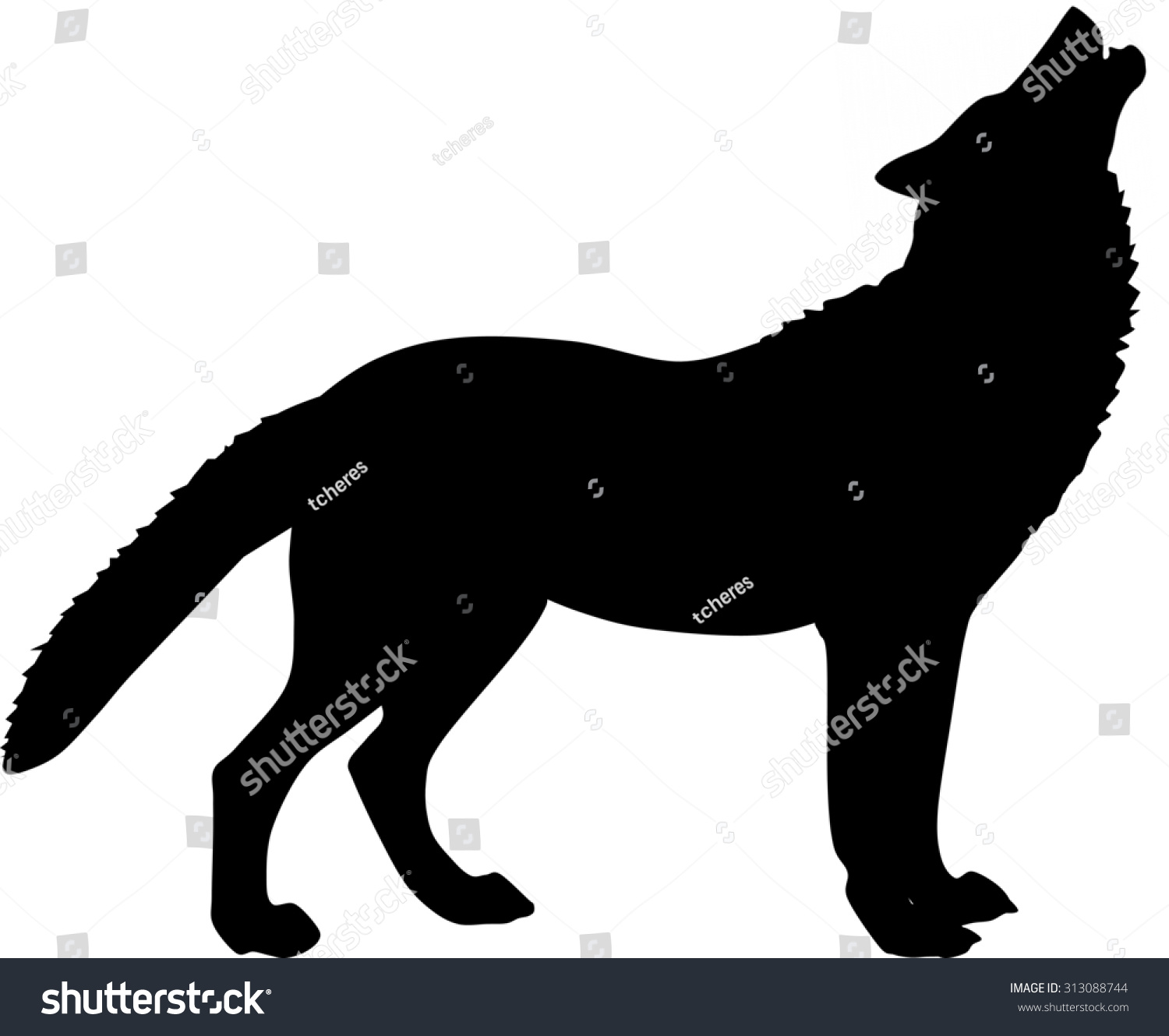 Black Silhouette Of A Howling Wolf Stock Photo 313088744 : Shutterstock