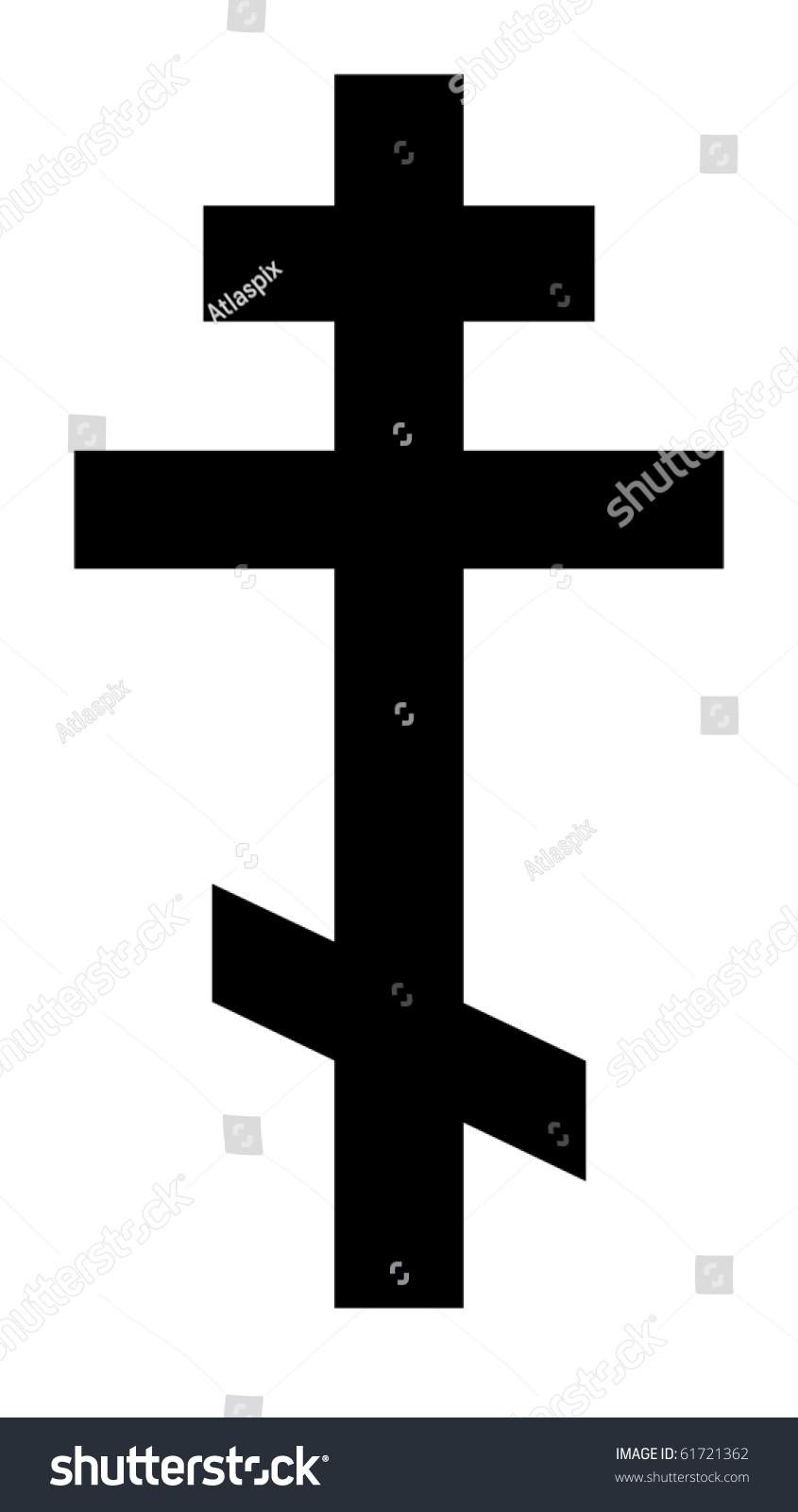 Black Silhouetted Russian Orthodox Cross Isolated On White Background ...