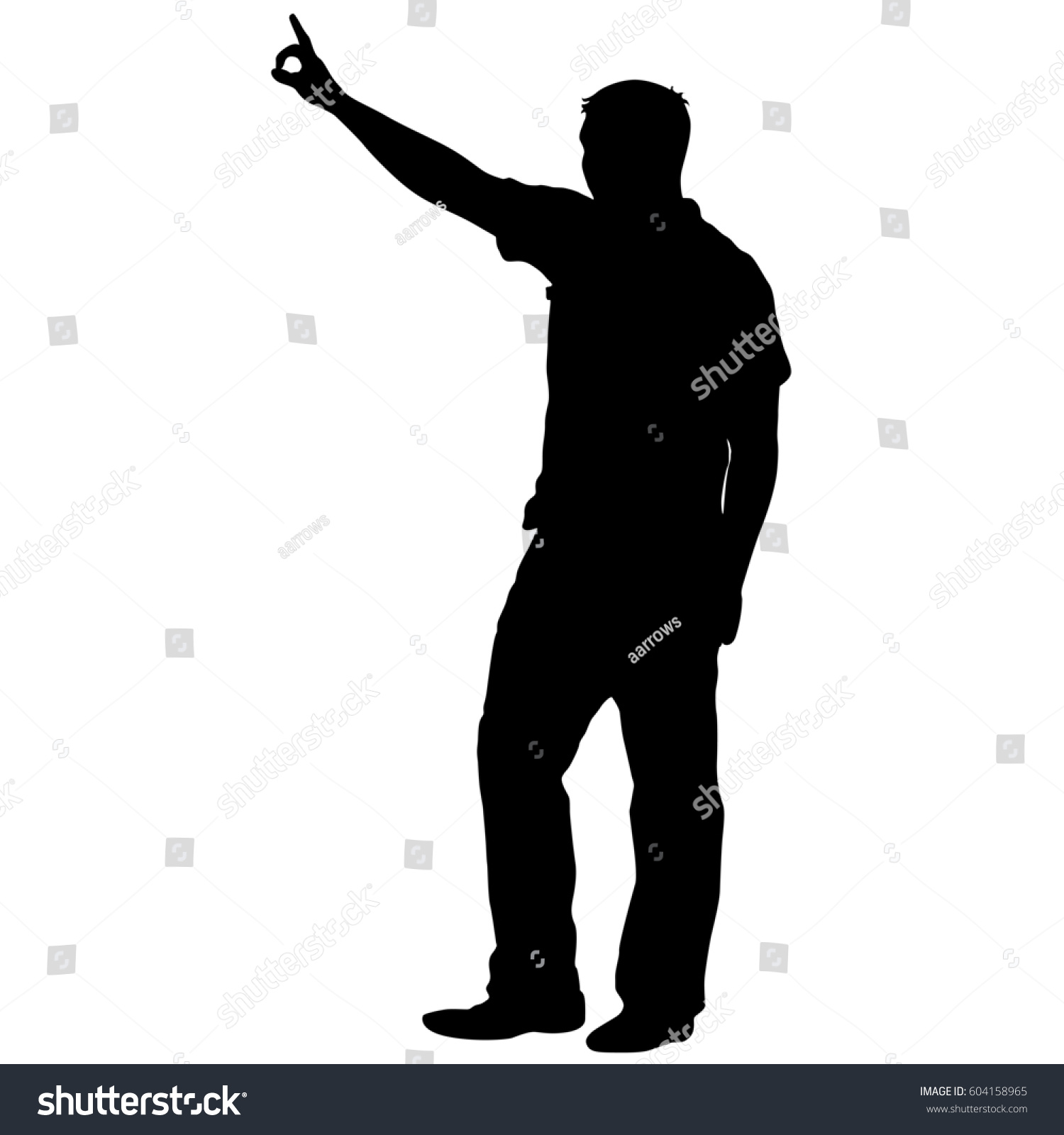 Black Silhouettes Man Arm Raised Illustration Stock Illustration ...