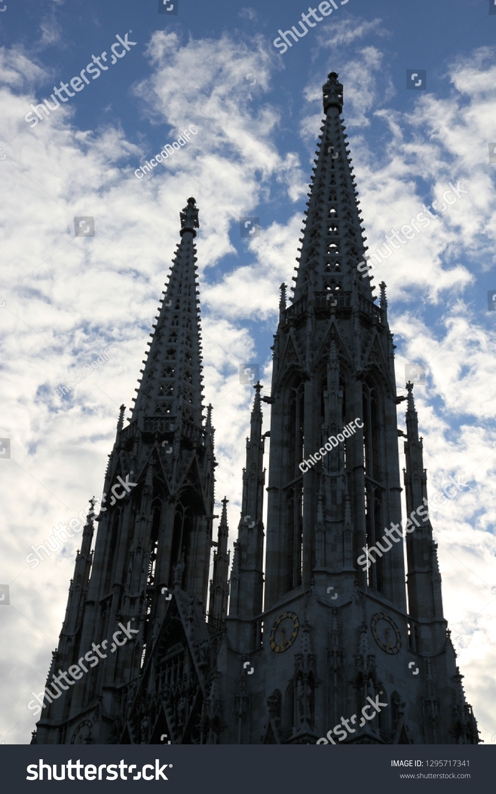 Black Silhouettes Votive Church Vienna Called Stock Photo Edit Now 1295717341