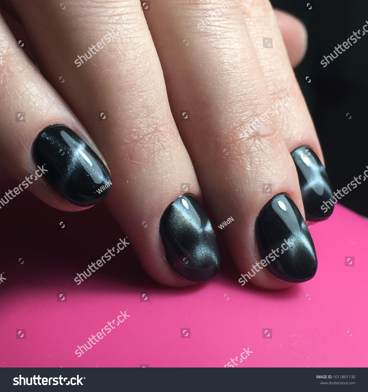 Black Silver Cat Eye Nail Gel Stock Photo Edit Now