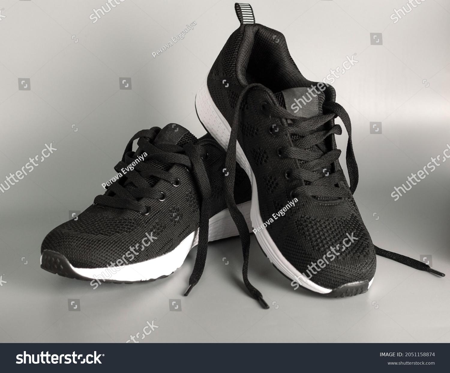Black Sports Shoes On Uniform Background Stock Photo 2051158874 ...
