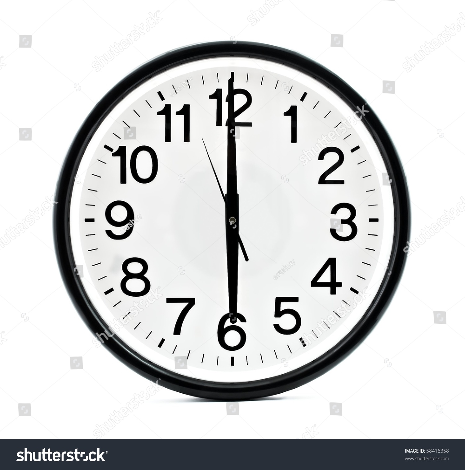 Black Wall Clock Isolated Stock Photo 58416358 : Shutterstock