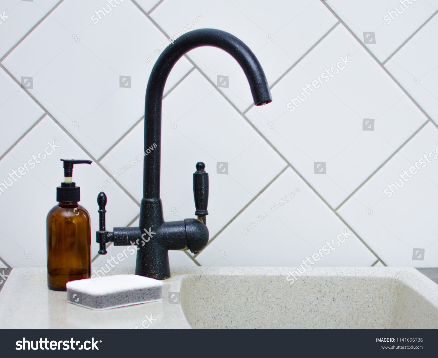 Black Water Faucet Glass Brown Jar Stock Image Download Now