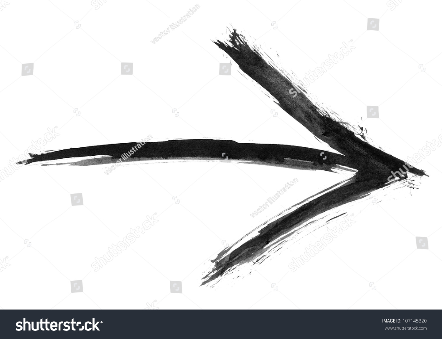 Black Watercolor Arrow Isolated On White Stock Illustration 107145320 ...