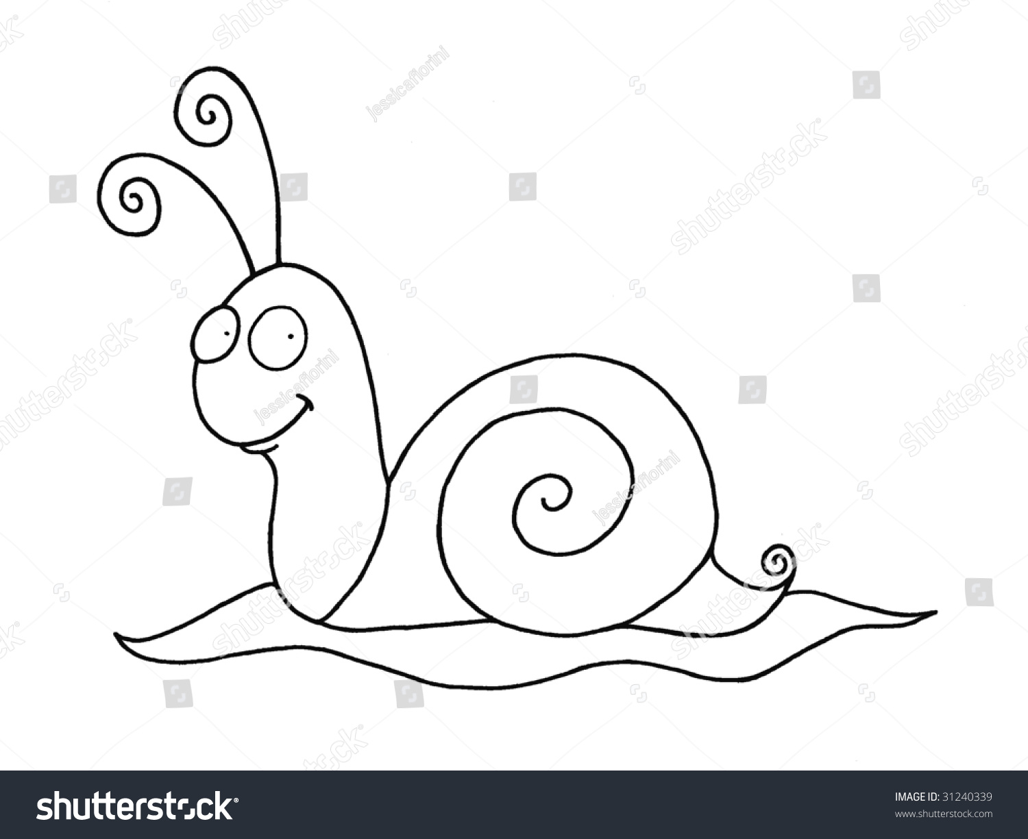 Black & White Cartoon Snail Stock Photo 31240339 : Shutterstock