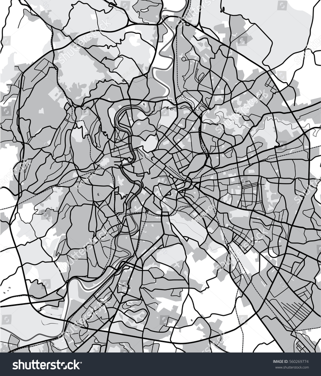 Black White Map Rome Italy City Stock Illustration 560269774 Black White Map Rome Italy City Stock Illustration 560269774