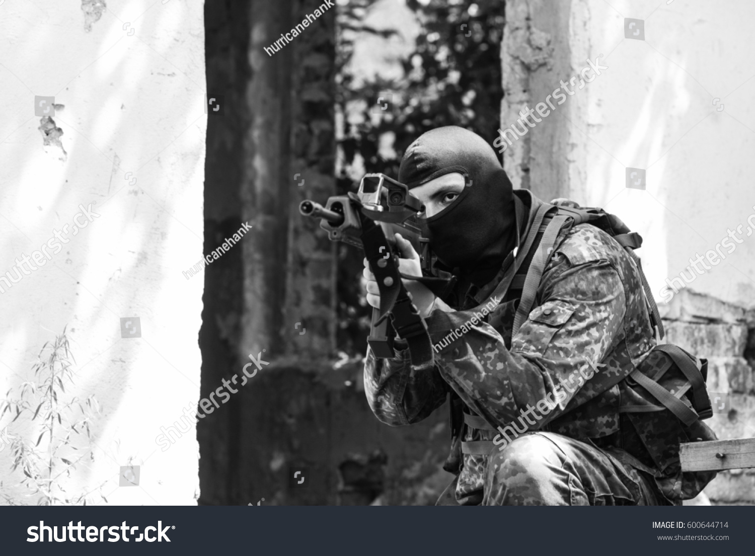 Black White Photo Terrorist Guerrilla Warrior Stock Photo 600644714 ...