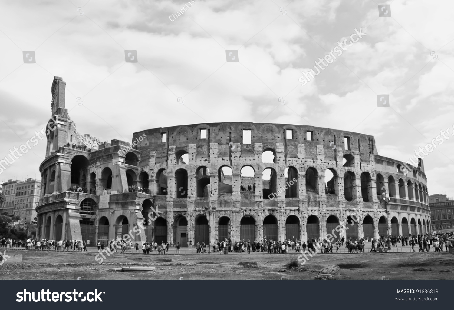 Black & White Photograph Of The Colosseum In Rome Stock Photo 91836818 ...