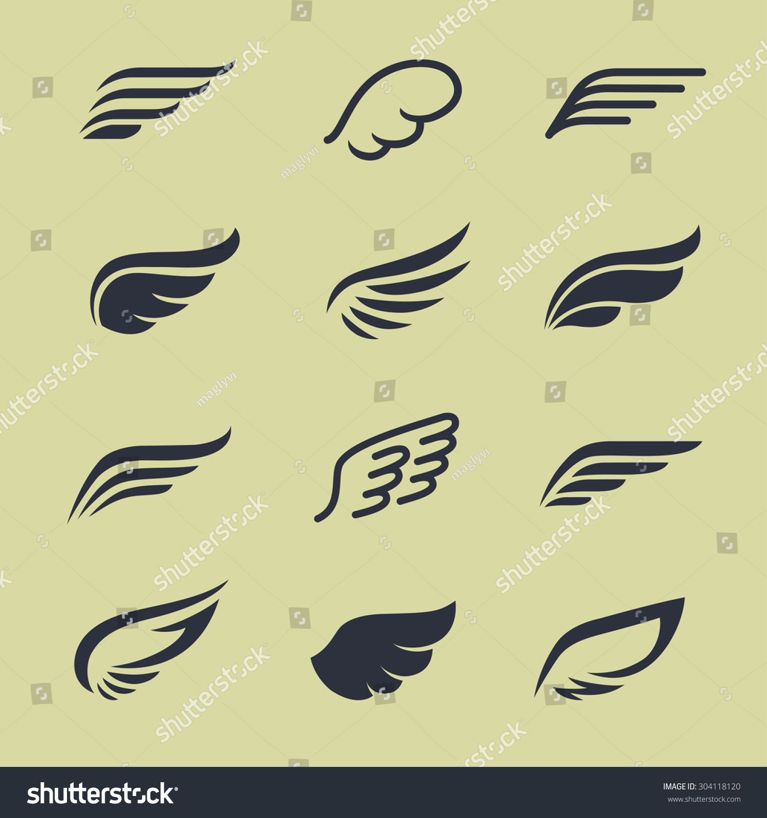 Black Wings Icon Set Stock Illustration 304118120 - Shutterstock