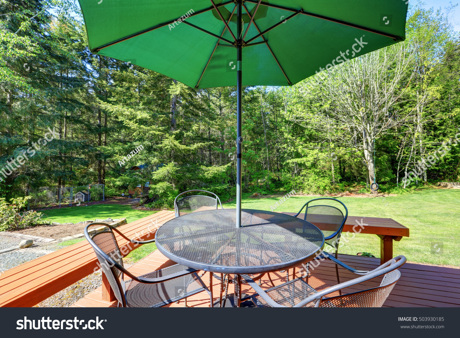 Black Wrought Iron Patio Set Open Buildings Landmarks Stock Image 503930185